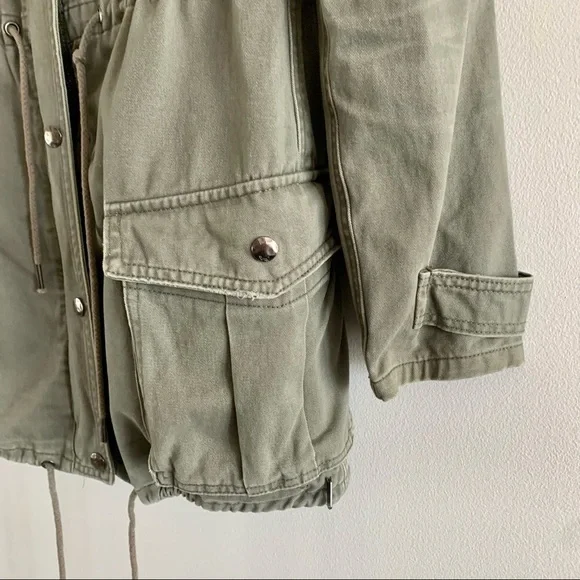 Triple 5 SOUL Y2K long green cargo zip military utility aztec boho 100% cotton - Picture 7 of 16